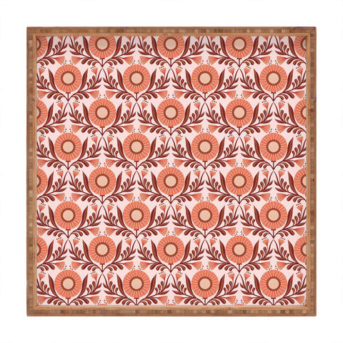 Sewzinski Wallflowers Pattern Pink Square Tray