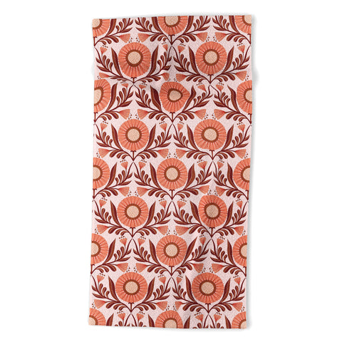 Sewzinski Wallflowers Pattern Pink Beach Towel