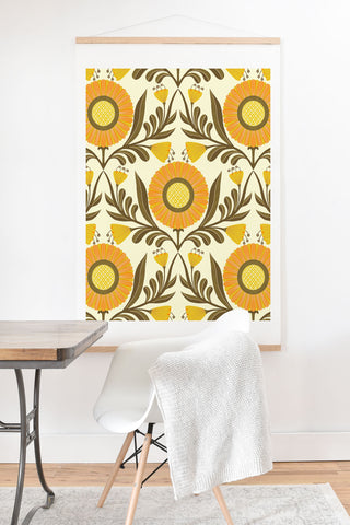 Sewzinski Wallflowers Pattern Yellow Art Print And Hanger