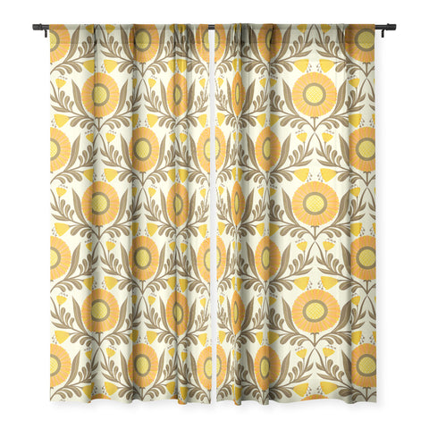 Sewzinski Wallflowers Pattern Yellow Sheer Window Curtain