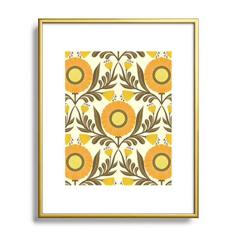 Sewzinski Wallflowers Pattern Yellow Metal Framed Art Print