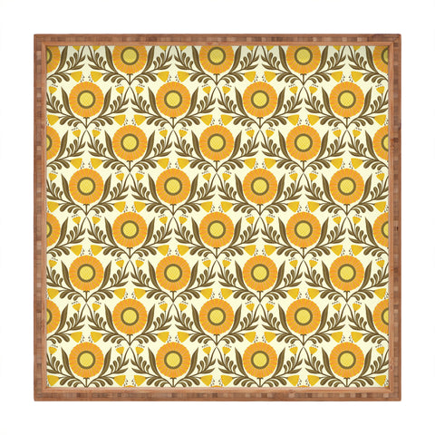 Sewzinski Wallflowers Pattern Yellow Square Tray
