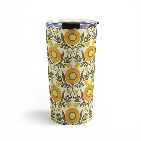Sewzinski Wallflowers Pattern Yellow Travel Mug