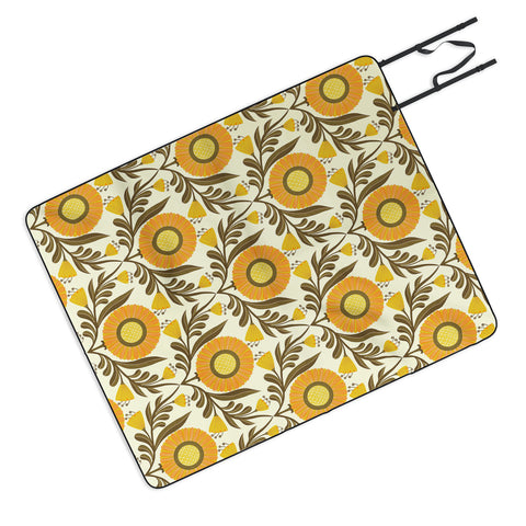 Sewzinski Wallflowers Pattern Yellow Picnic Blanket