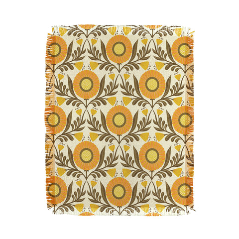 Sewzinski Wallflowers Pattern Yellow Throw Blanket