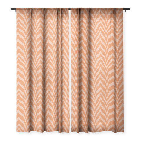 Sewzinski Wavy Lines Orange Peach Sheer Window Curtain