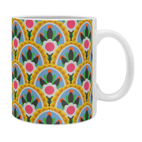 Sewzinski Yellow Scallop Floral Pattern Coffee Mug