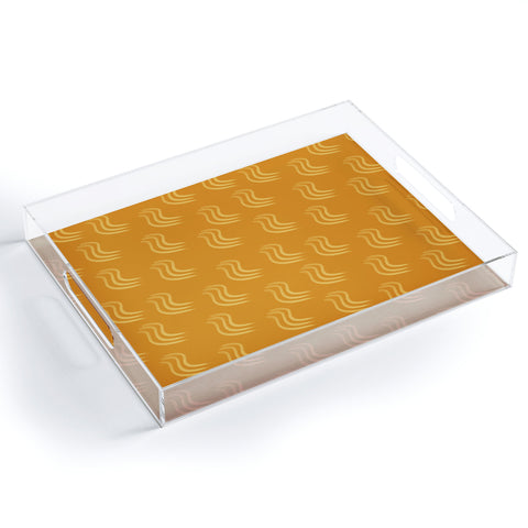 Sewzinski Yellow Squiggles Pattern Acrylic Tray