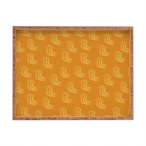 Sewzinski Yellow Squiggles Pattern Rectangular Tray