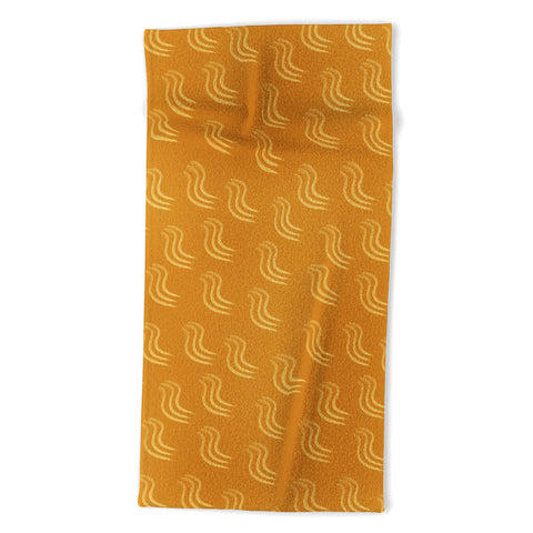 Sewzinski Yellow Squiggles Pattern Beach Towel
