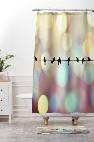 Shannon Clark Birds And Bokeh Shower Curtain And Mat