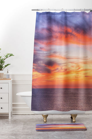 Shannon Clark Coastal Sunset Shower Curtain And Mat