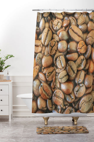 Shannon Clark Coffee Beans Shower Curtain And Mat