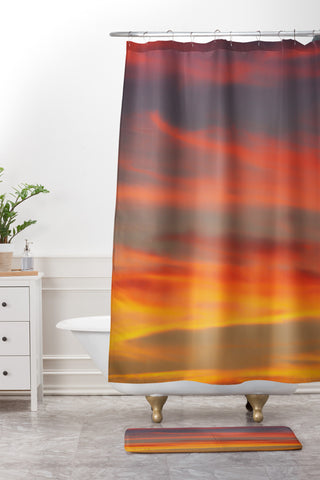 Shannon Clark Fire in the Sky Shower Curtain And Mat