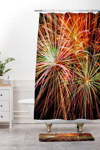 Shannon Clark Fireworks Shower Curtain And Mat