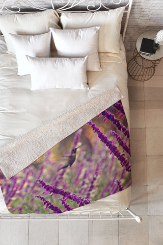 Shannon Clark Hummingbird 2 Fleece Throw Blanket