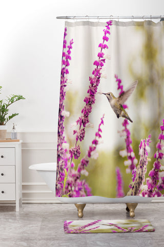 Shannon Clark Hummingbird 3 Shower Curtain And Mat