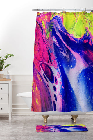 Shannon Clark Neon Rave Shower Curtain And Mat