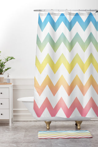 Shannon Clark Pastel Chevron Shower Curtain And Mat