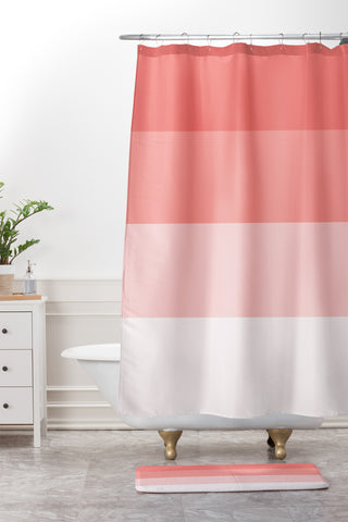 Shannon Clark Pink Stripe Ombre Shower Curtain And Mat