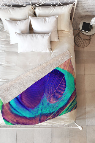 Shannon Clark Pretty Peacock Fleece Throw Blanket