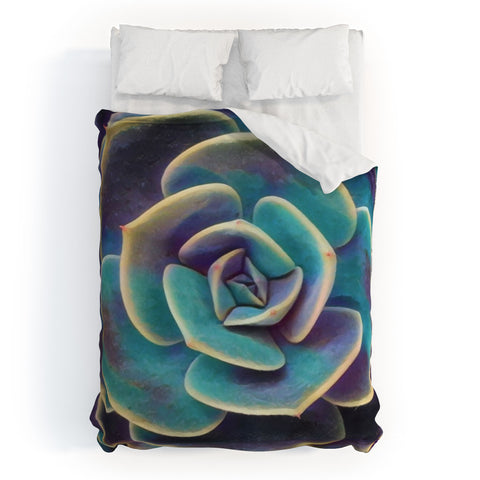 Shannon Clark Purple and Blue Succulent Duvet Cover
