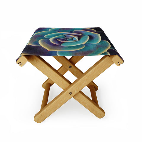 Shannon Clark Purple and Blue Succulent Folding Stool