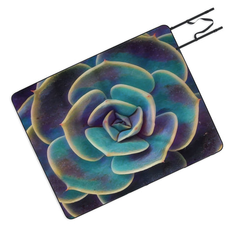 Shannon Clark Purple and Blue Succulent Picnic Blanket