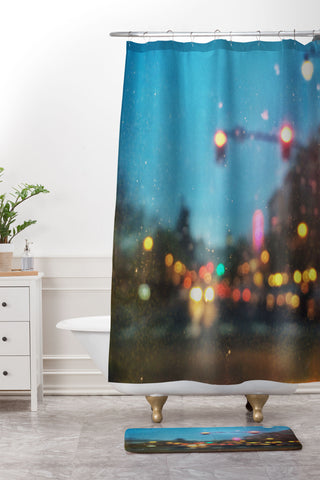 Shannon Clark Rainy City Nights Shower Curtain And Mat