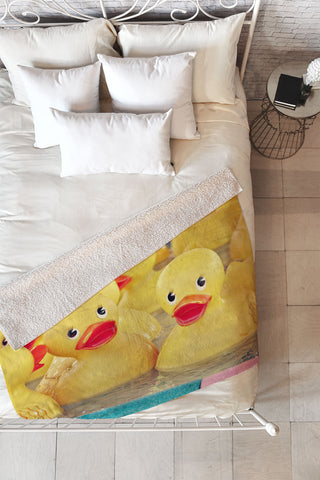 Shannon Clark Rubber Duckies Fleece Throw Blanket