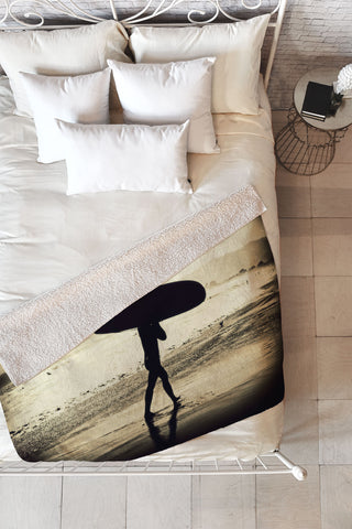 Shannon Clark Surfers Silhouette Fleece Throw Blanket