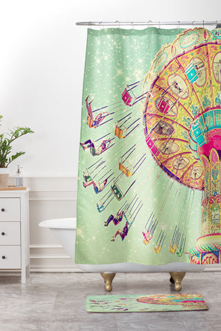 Shannon Clark Swinging Through Stars Shower Curtain And Mat