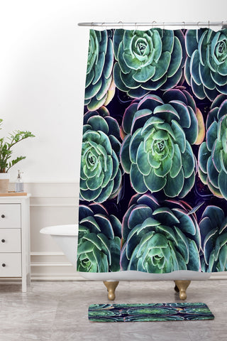 Shannon Clark Vibrant Succelents Shower Curtain And Mat