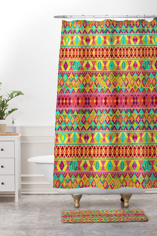 Sharon Turner Acid Weave Shower Curtain And Mat