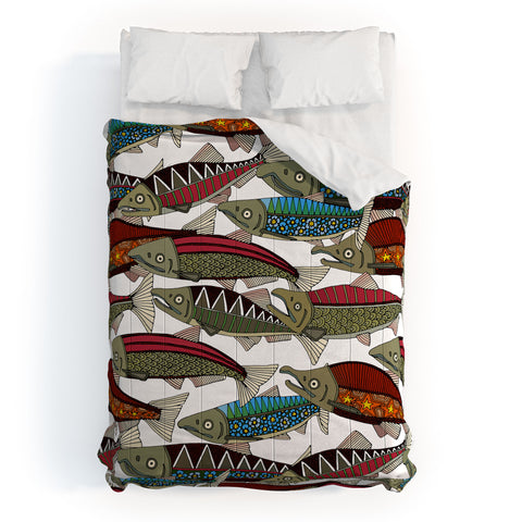 Sharon Turner Alaskan salmon white Comforter