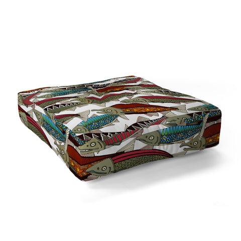 Sharon Turner Alaskan salmon white Floor Pillow Square