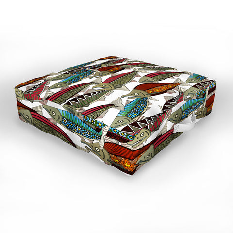 Sharon Turner Alaskan salmon white Outdoor Floor Cushion