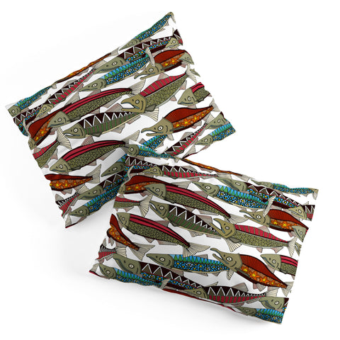 Sharon Turner Alaskan salmon white Pillow Shams