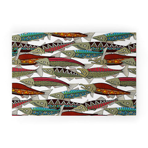 Sharon Turner Alaskan salmon white Welcome Mat