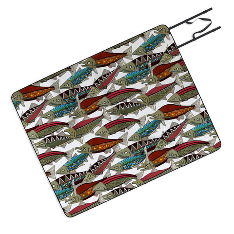 Sharon Turner Alaskan salmon white Picnic Blanket