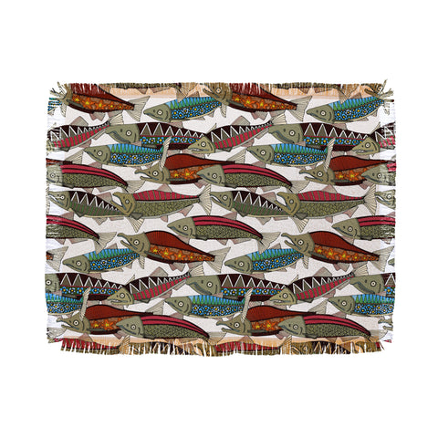Sharon Turner Alaskan salmon white Throw Blanket