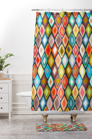 Sharon Turner Almas diamond ikat Shower Curtain And Mat