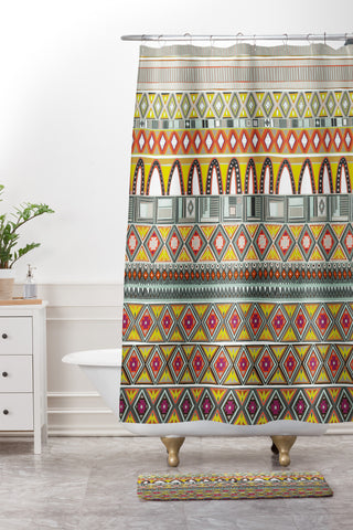 Sharon Turner amber veneto Shower Curtain And Mat