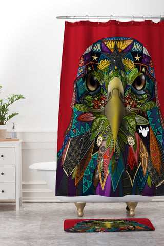 Sharon Turner American Eagle Shower Curtain And Mat