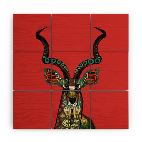 Sharon Turner antelope red Wood Wall Mural