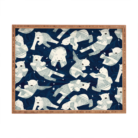 Sharon Turner arctic polar bears Rectangular Tray