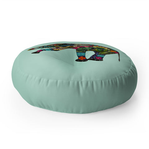 Sharon Turner asian elephant Floor Pillow Round