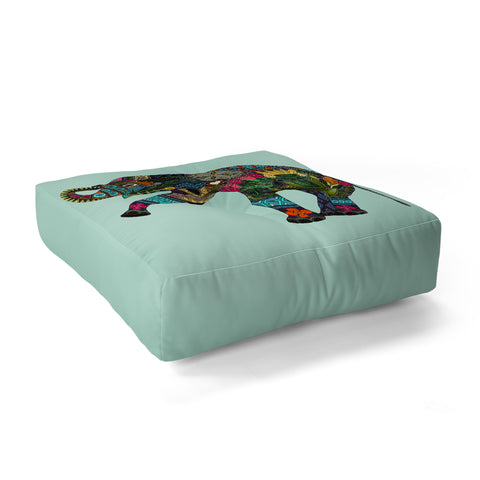 Sharon Turner asian elephant Floor Pillow Square
