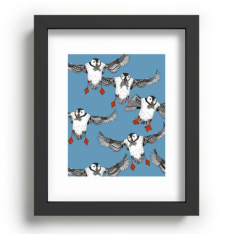 Sharon Turner Atlantic Puffins blue Recessed Framing Rectangle