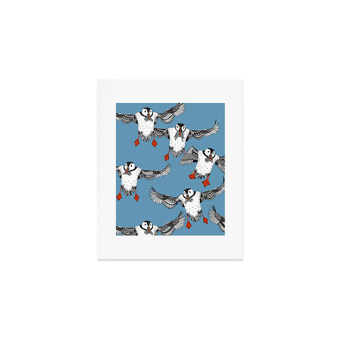 Sharon Turner Atlantic Puffins blue Art Print